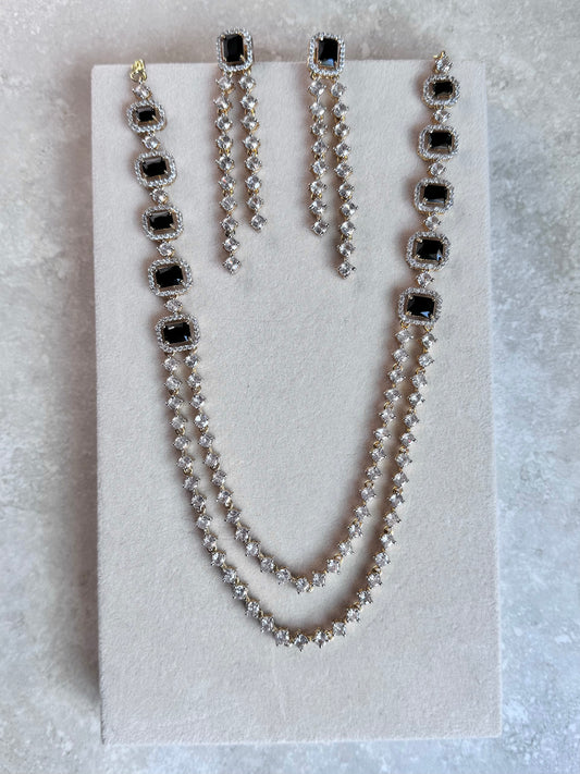Laila Long Necklace Set - Black