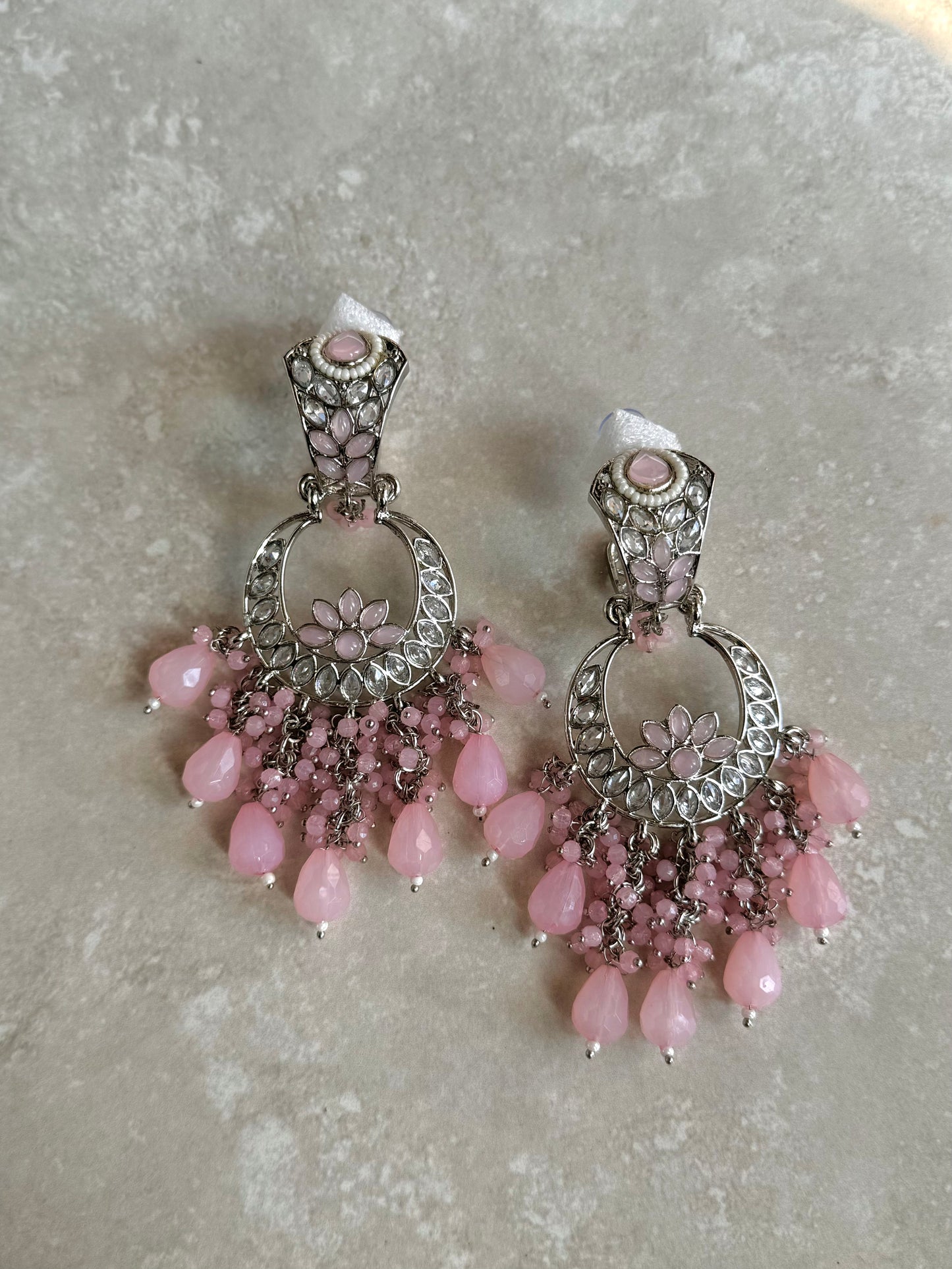 Shivani Earrings - Silver/Pink