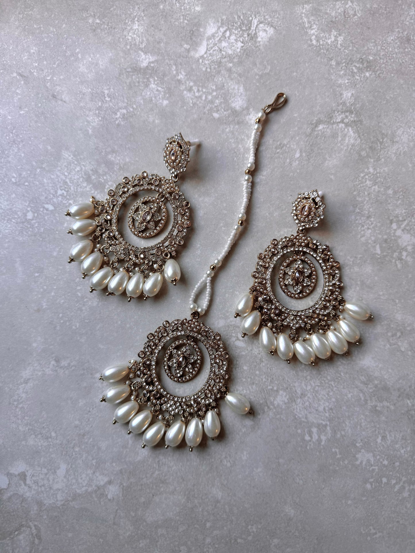 Inara Earring and Tikka - White