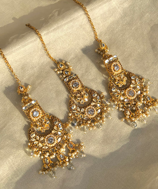 Khirad Earring and Tikka- Golden