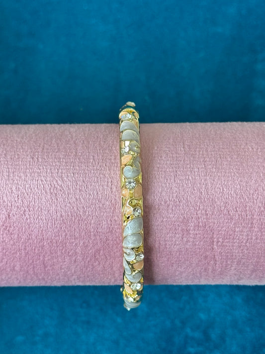 Peach and White Painted Bangle