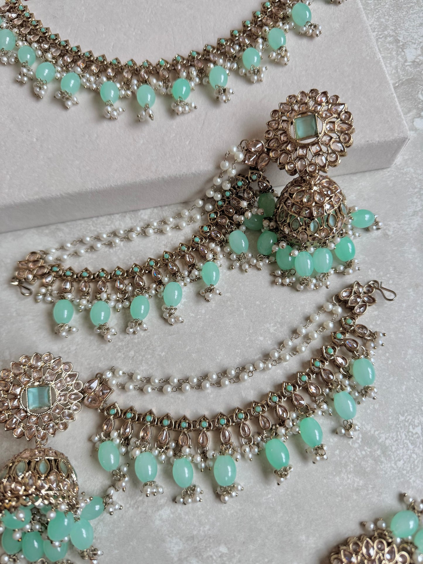 Irsa Sahara and Necklace Set - Mint Green