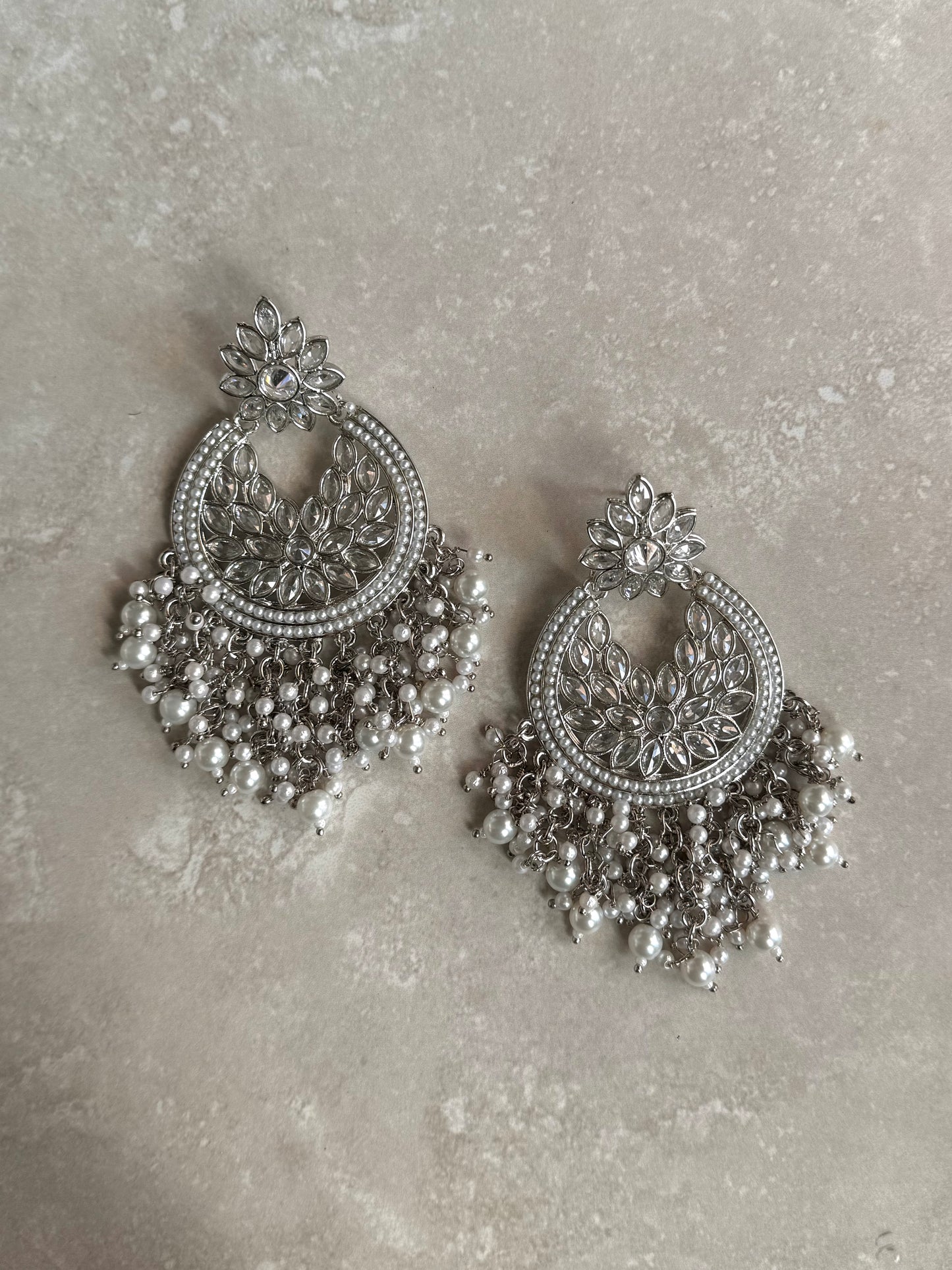 Inaayah Earrings - Silver/White