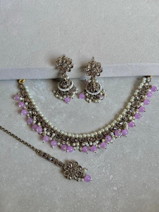 Asifa Dainty Necklace Set - Lavander