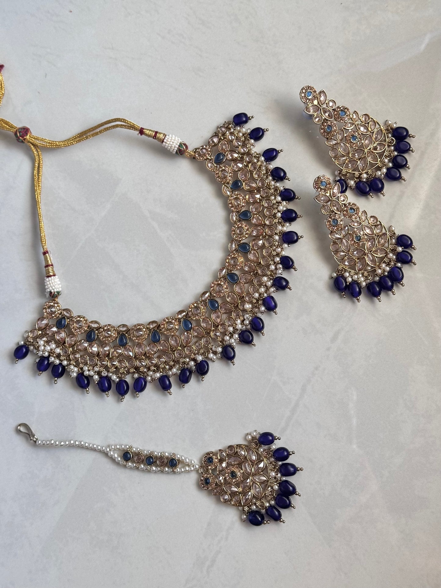 Mahiye Necklace Set - Navy Blue