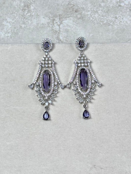 Silver Earrings - Purple