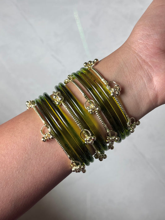 Jelly Bangles - Dark Mehndi Green
