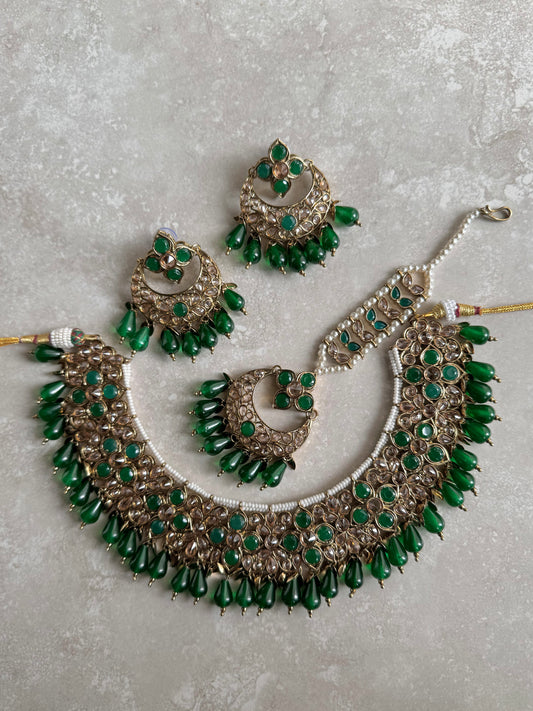 Suhana Necklace Set - Dark Green