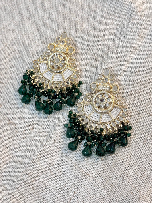 Mirror Earrings - Dark Green