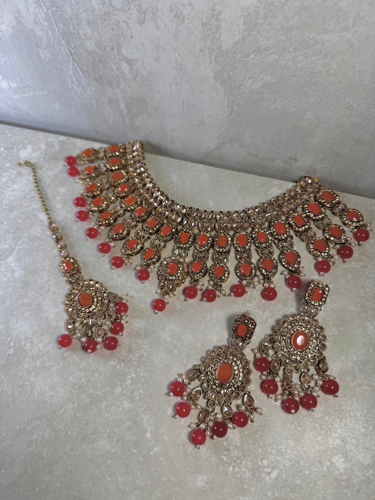 Mirfat Semi Bridal - Orange/Red