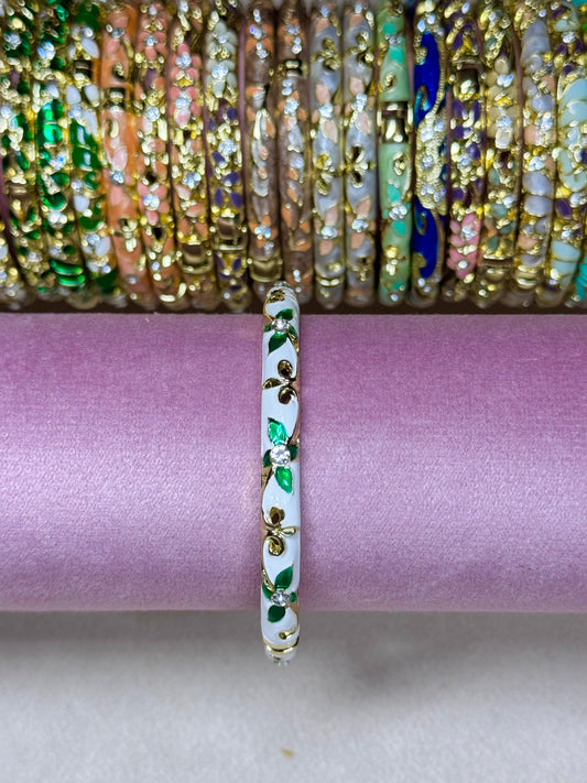 White/Green Painted Bangle