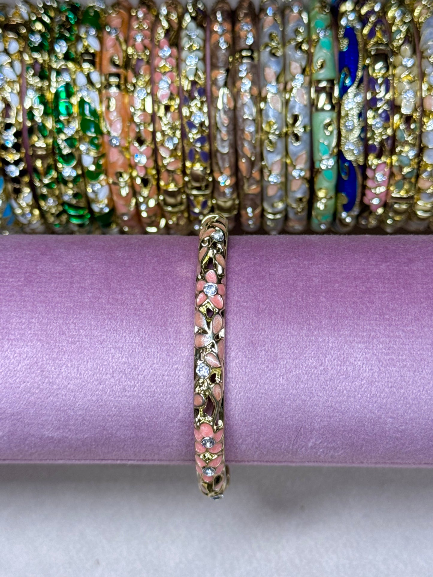 Peach and Gold Painted Bangle