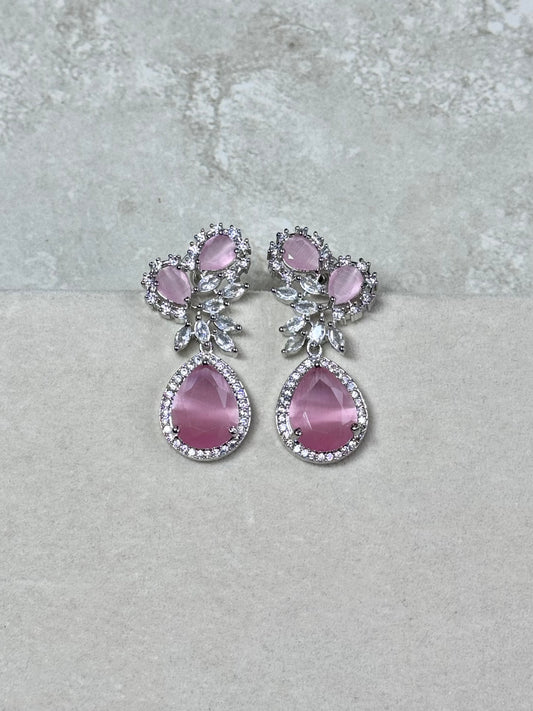 Silver Earrings - Pink