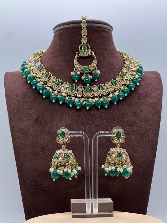 Rubab Small Necklace Set - Green