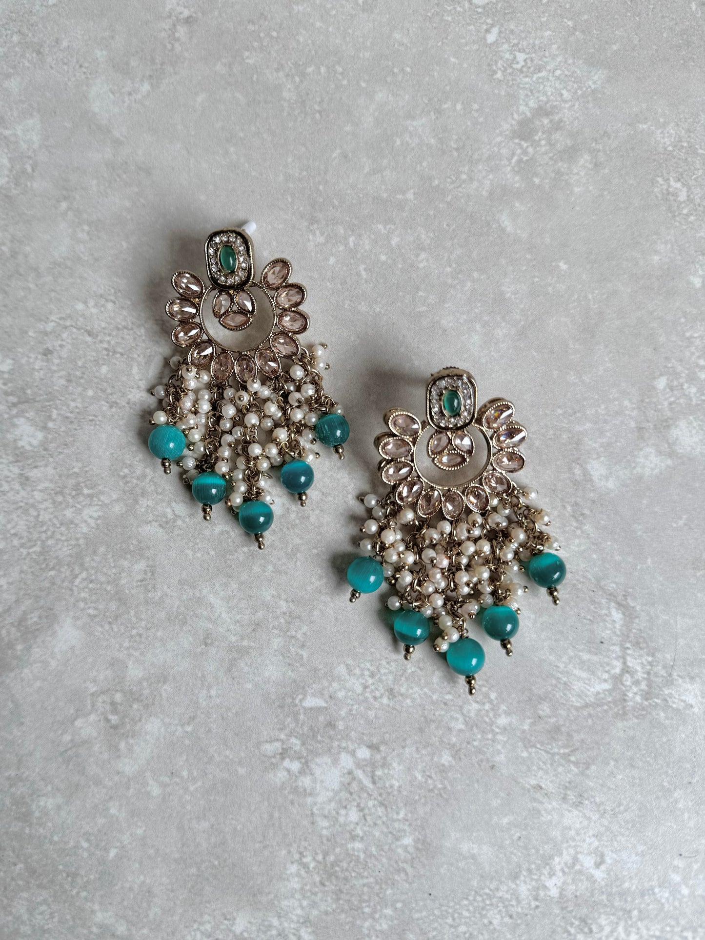 Huda Earrings - Peacock Green