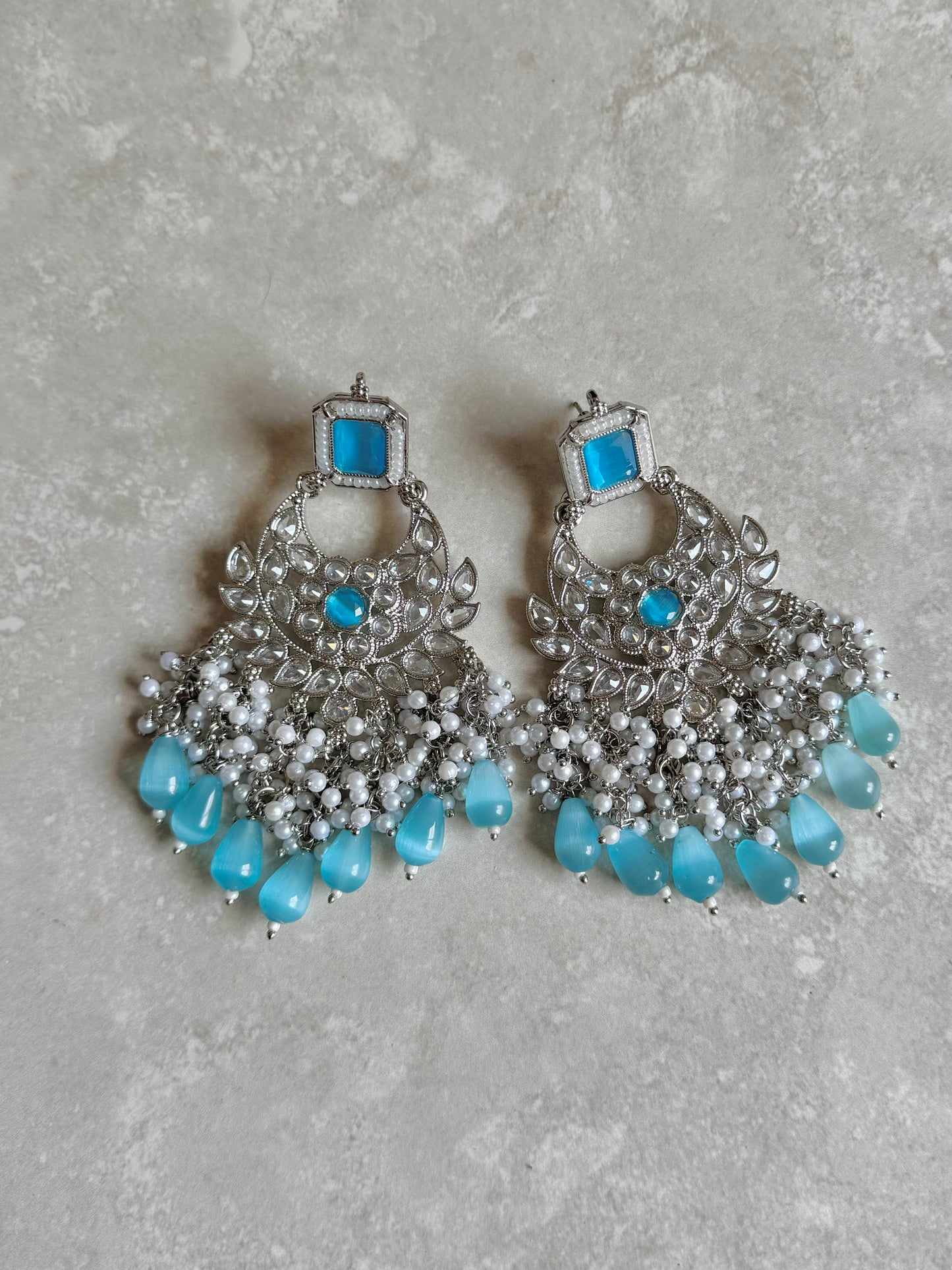 Rimsha Earrings - Silver/Teal