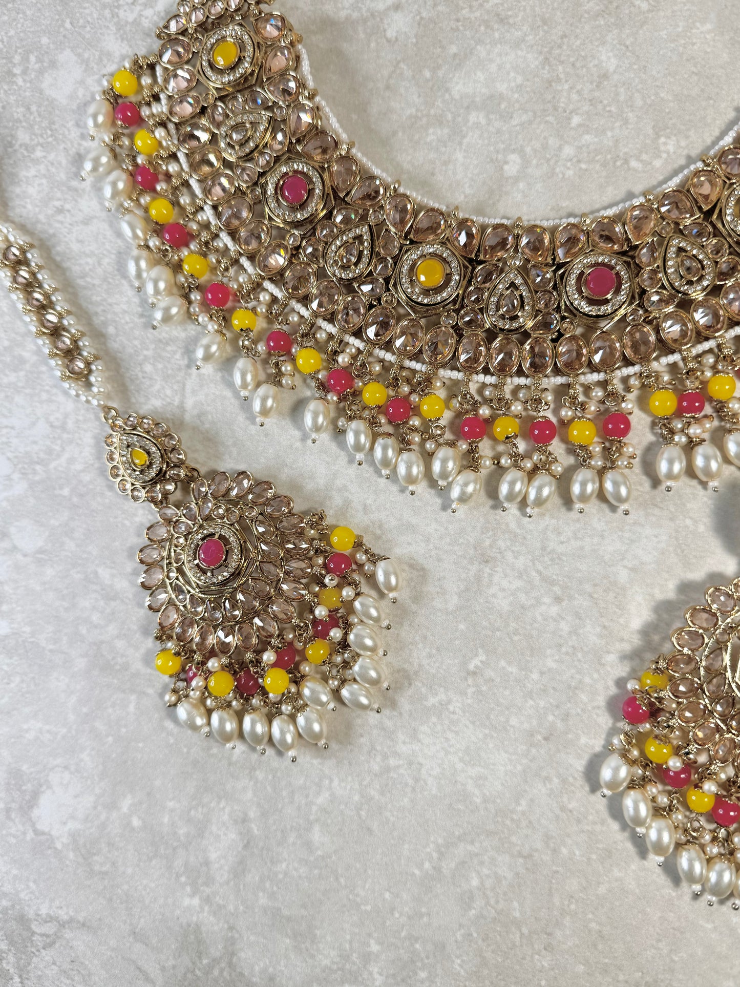 Anvi Semi Bridal - Yellow and Pink