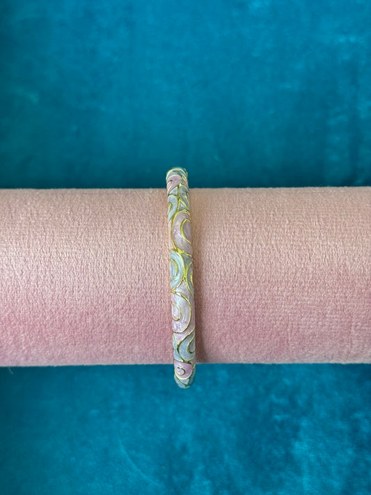 White/Pink Spiral Painted Bangle