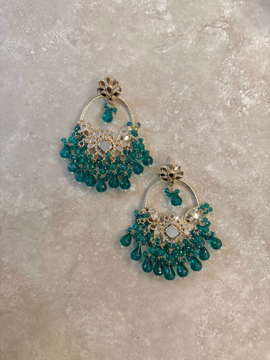 Aina Earrings - Peacock Green-Statement Jewels