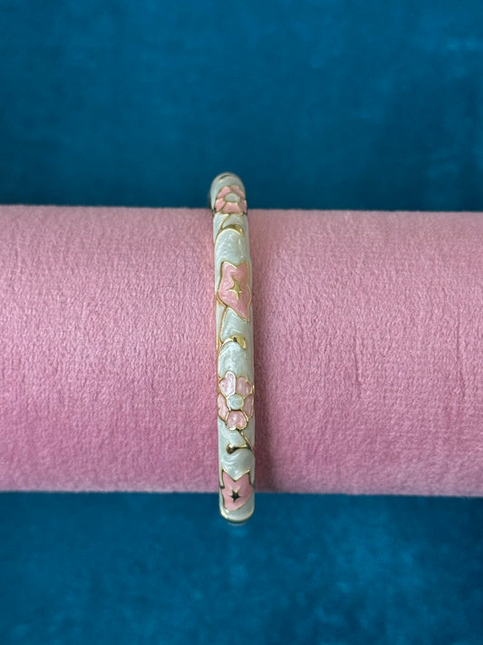 White/Pink Floral Painted Bangle
