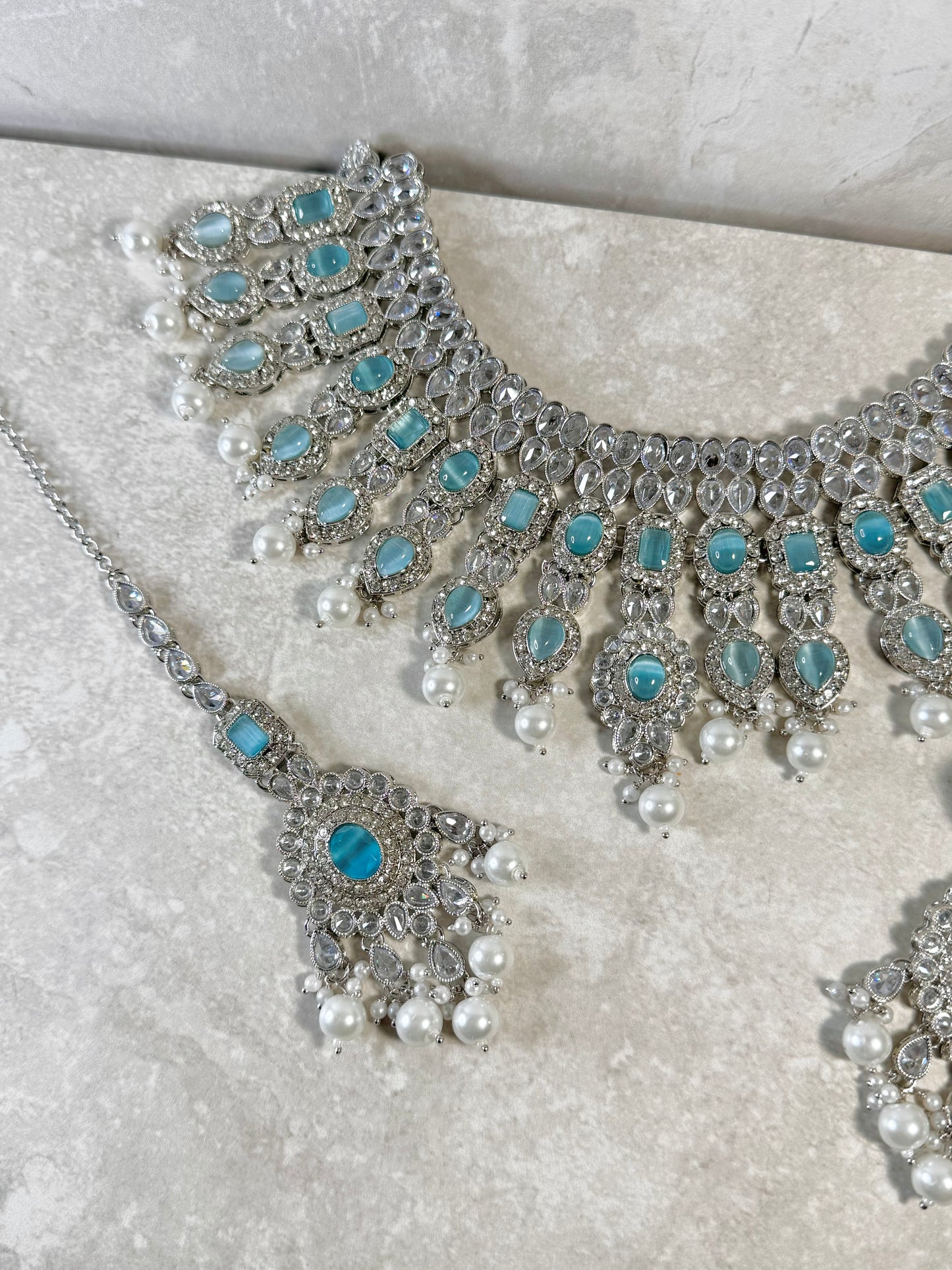 Mirfat Semi Bridal - Silver/Light Blue