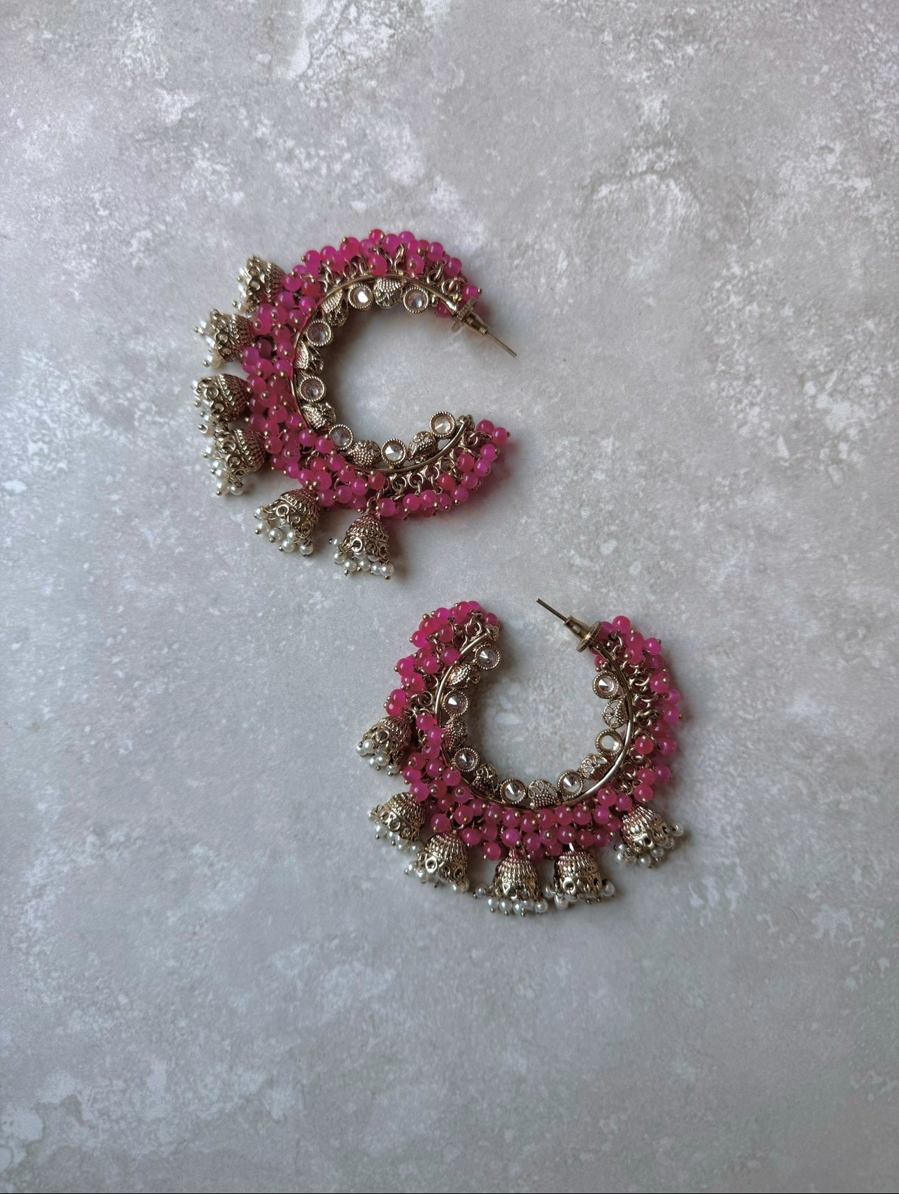 Sonali Hoop Earrings - Pink