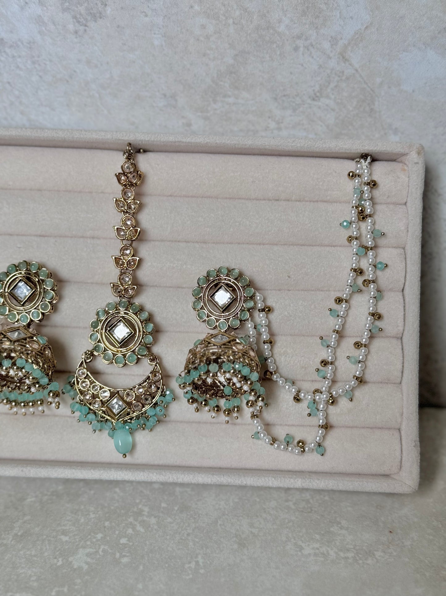 Anusha Sahara Jhumkas - Mint Green