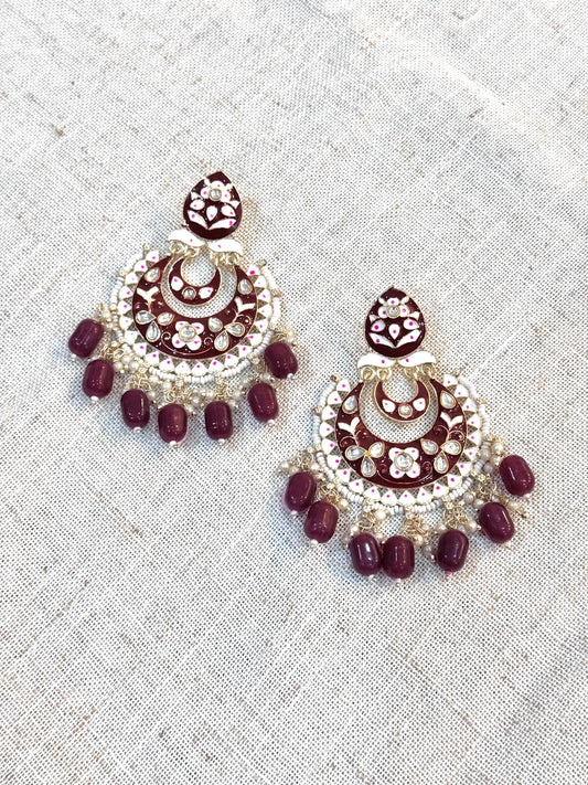 Myra Earrings - Maroon