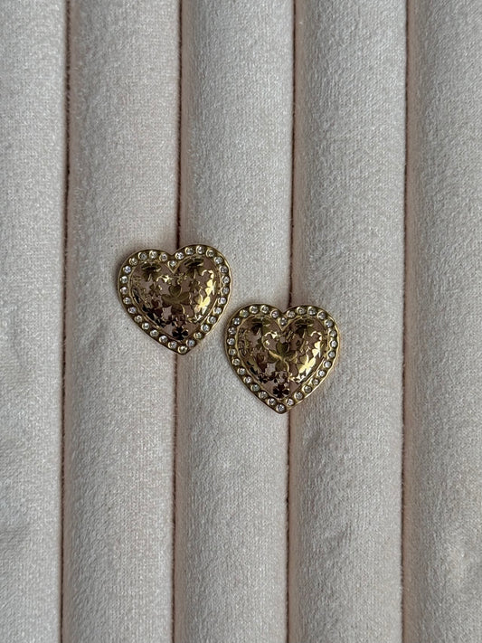 Vintage Heart Stainless Steel Earrings
