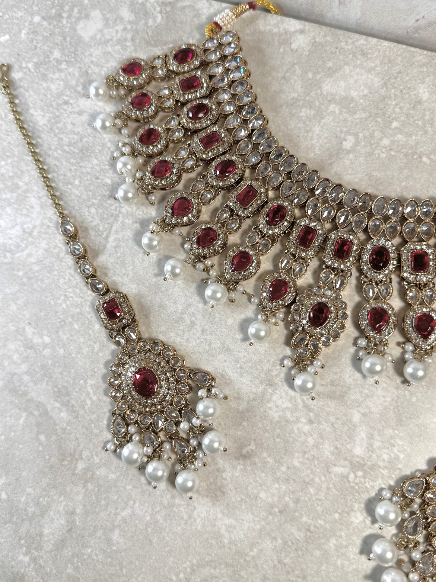 Mirfat Semi Bridal - Maroon/White