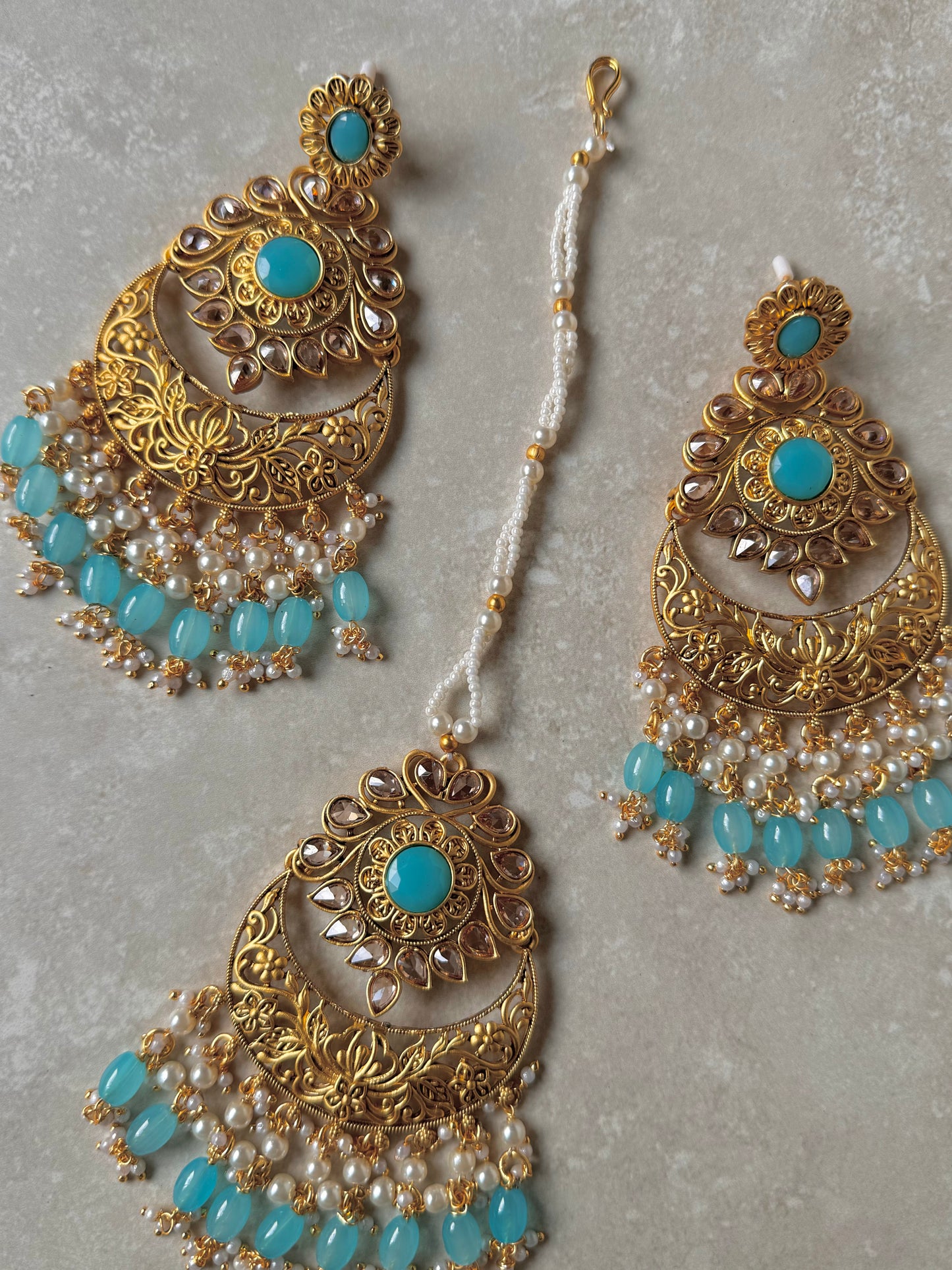 Inaara Earring and Tikka - Blue