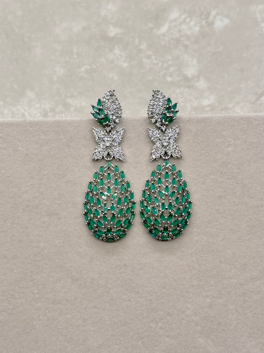 Atika Earrings - Silver/Green