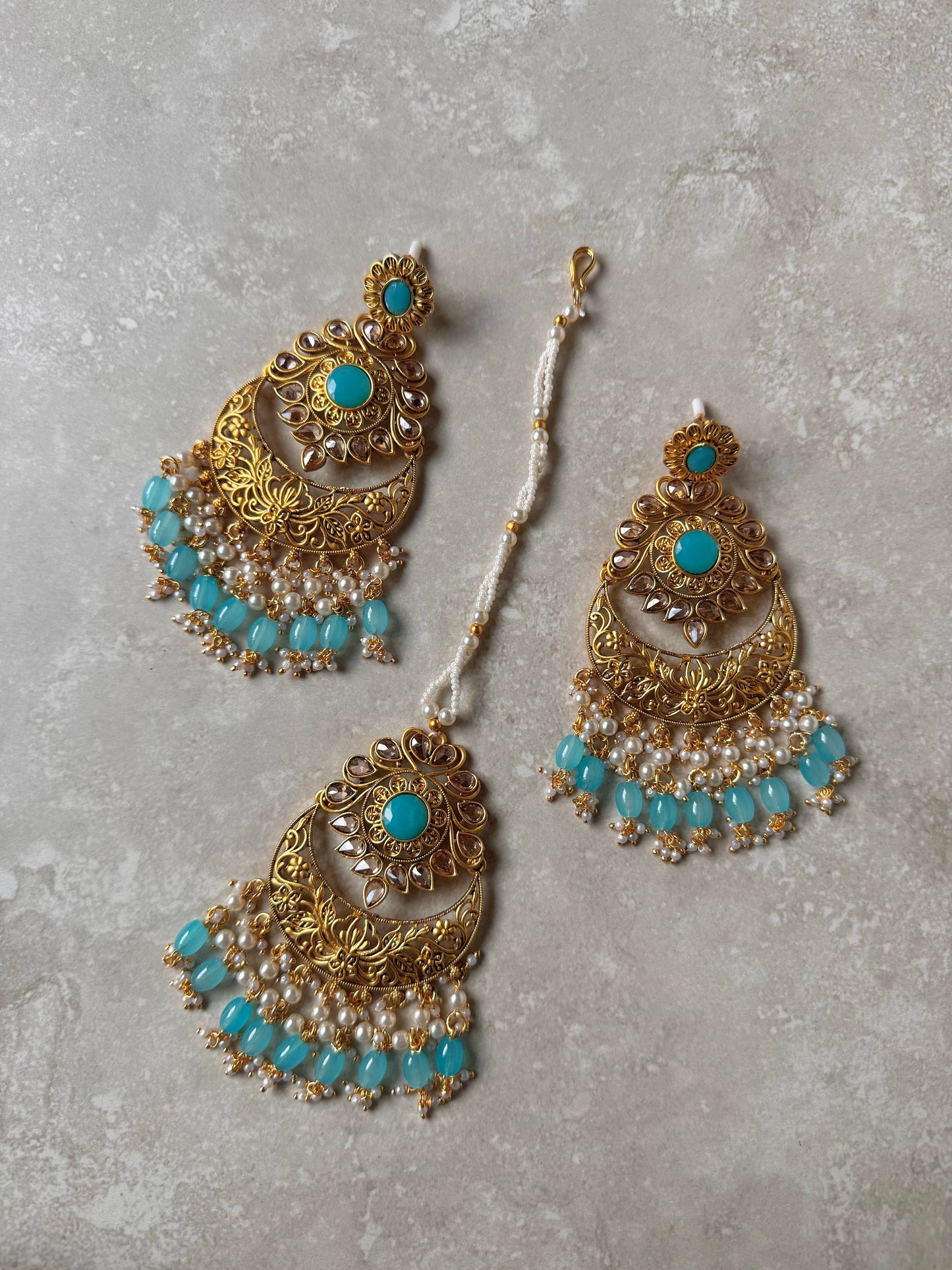 Inaara Earring and Tikka - Blue