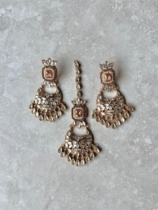 Rija Earrings and Tikka - Gold