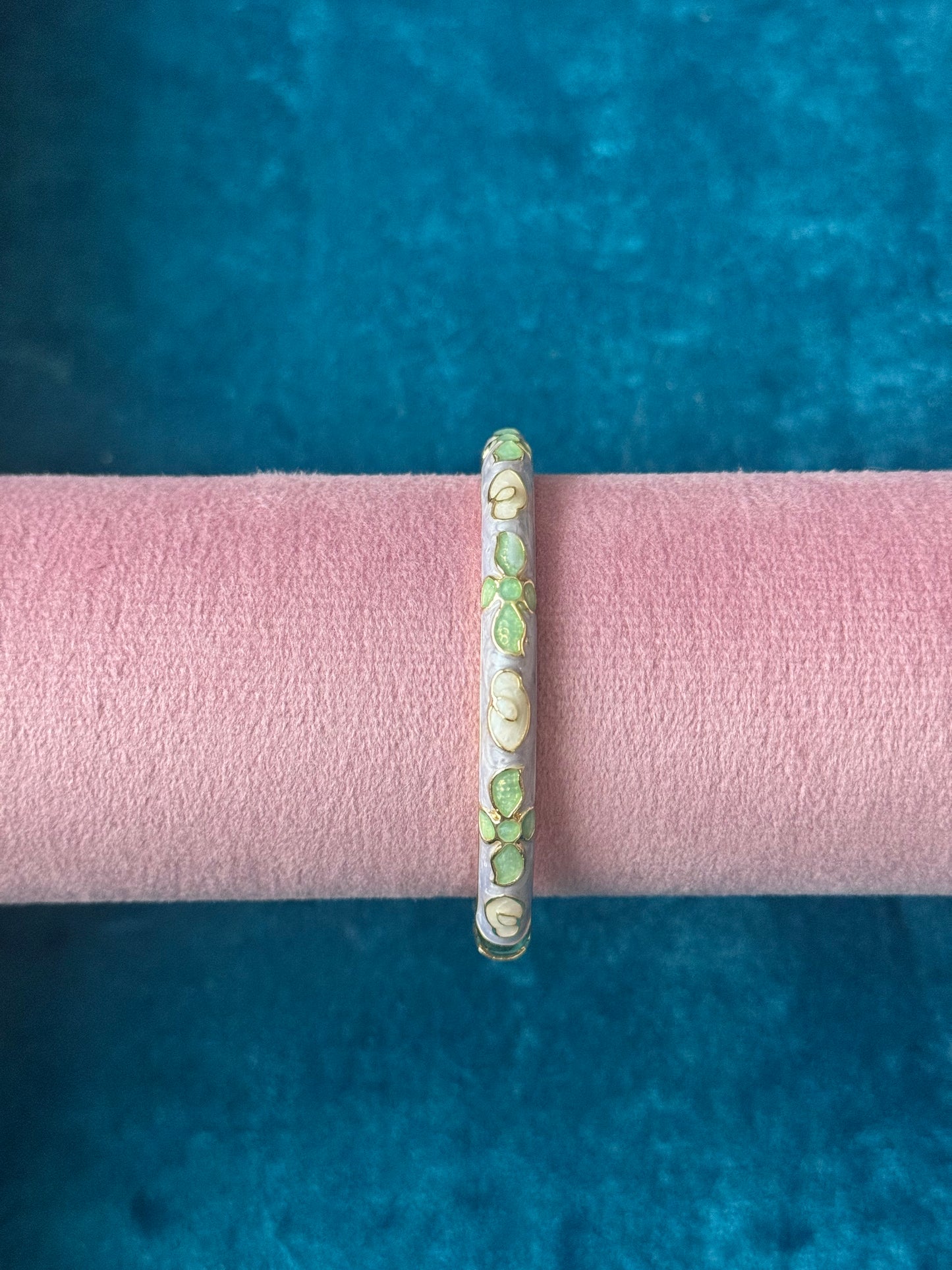 Grey/Mint Floral Painted Bangle