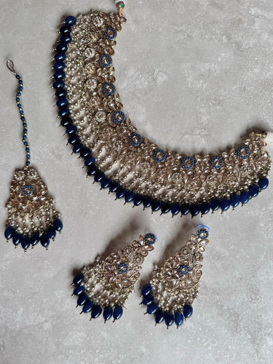 Mahiya Necklace Set - Navy Blue