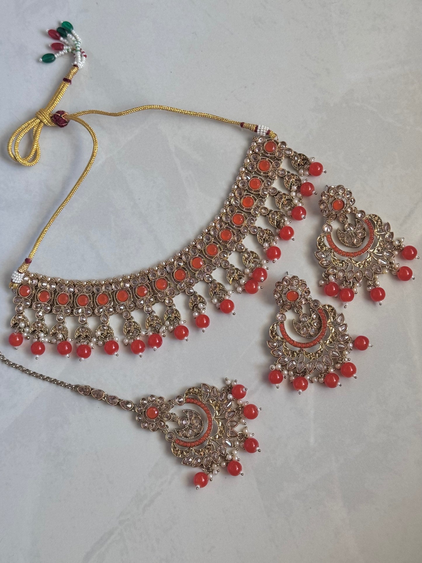 Neelum Choker Set - Orange