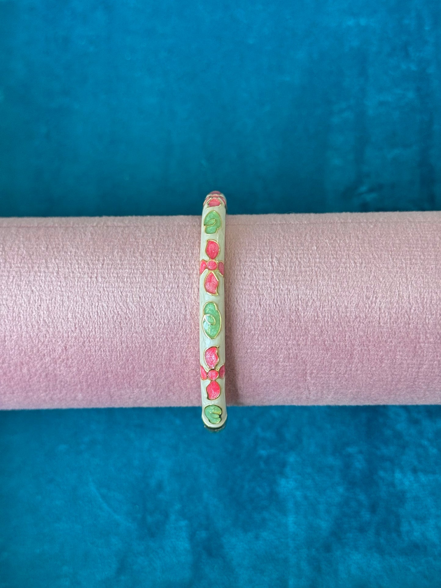 White/Pink Floral Painted Bangle