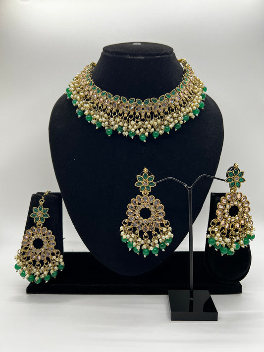 Fatima Necklace Set  - Green