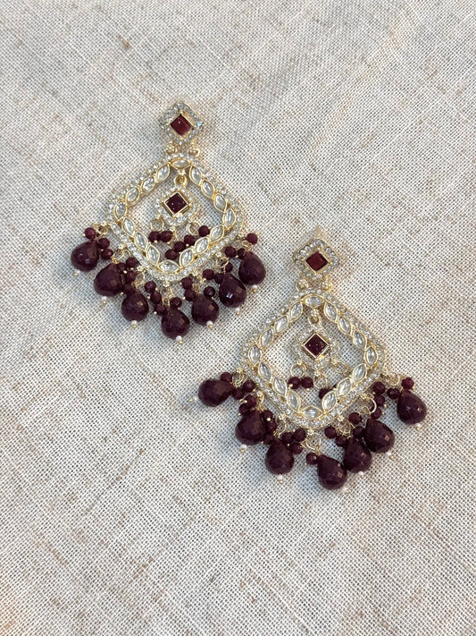 Navya Earrings - Maroon