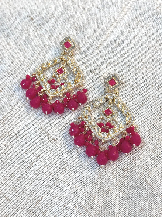 Navya Earrings - Hot Pink