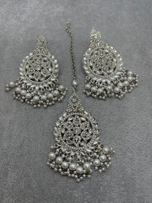 Sumbul Earrings and Tikka- Silver