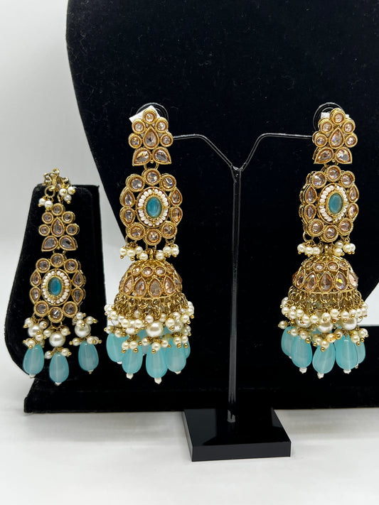 Gia Jhumkas and Tikka - Blue