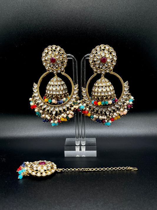 Aira Earrings With Tikka - Multi-Statement Jewels